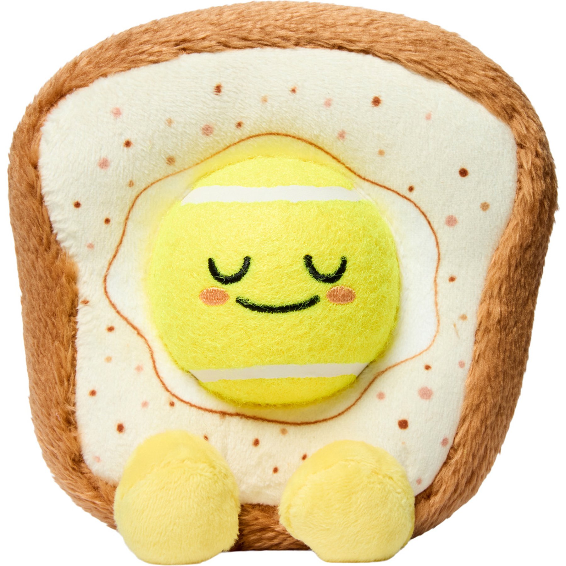 Frisco Egg in Toast 2-in-1 Interactive Plush Squeaky Tennis Ball Dog Toy, Medium