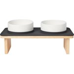 Necoichi Tilted Extra Wide Raised Basic Edition Non-Skid Elevated Cat Water Bowl Set, Green, 1.5-cup