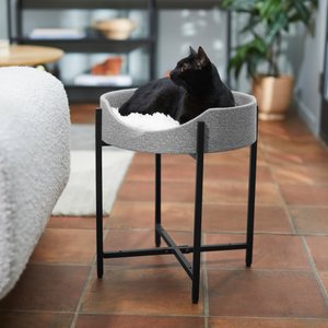 Frisco Elevated Modern Wrought Iron Cat Bed with Long Faux Fur Cushion, One Tier