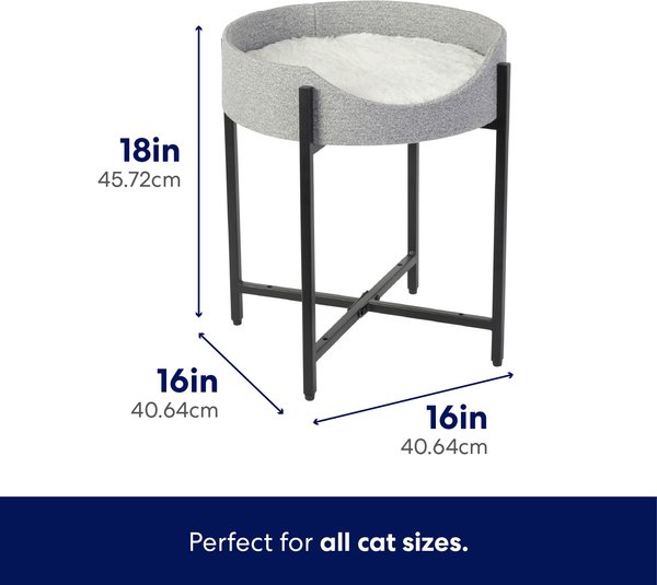 Frisco Elevated Modern Wrought Iron Cat Bed with Long Faux Fur Cushion