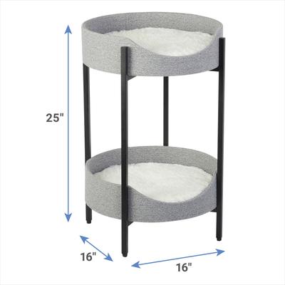 Show full view: Frisco Elevated Modern Wrought Iron Cat Bed with Long Faux Fur Cushion, Two Tier slide 3 of 7