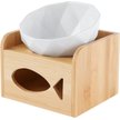 Show in main carousel: Frisco Elevated Non-Skid Ceramic Bowl & Bamboo Storage, White, Small: 1 cup slide 1 of 9