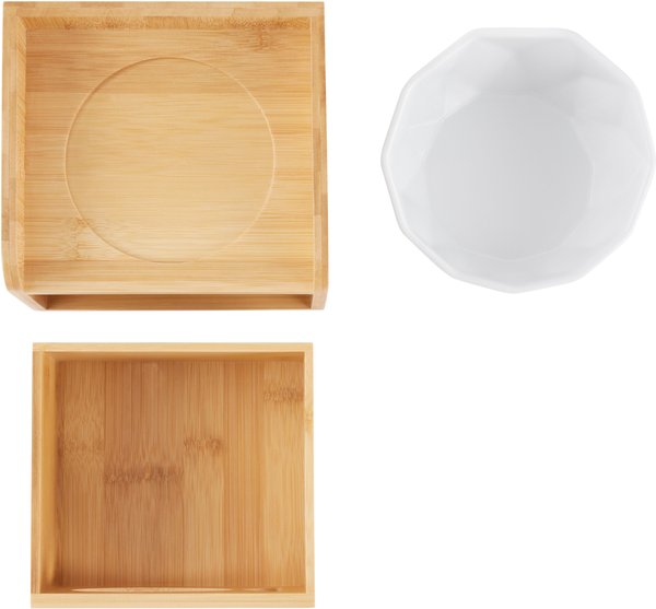 Show full view: Frisco Elevated Non-Skid Ceramic Bowl & Bamboo Storage, White, Small: 1 cup slide 3 of 9
