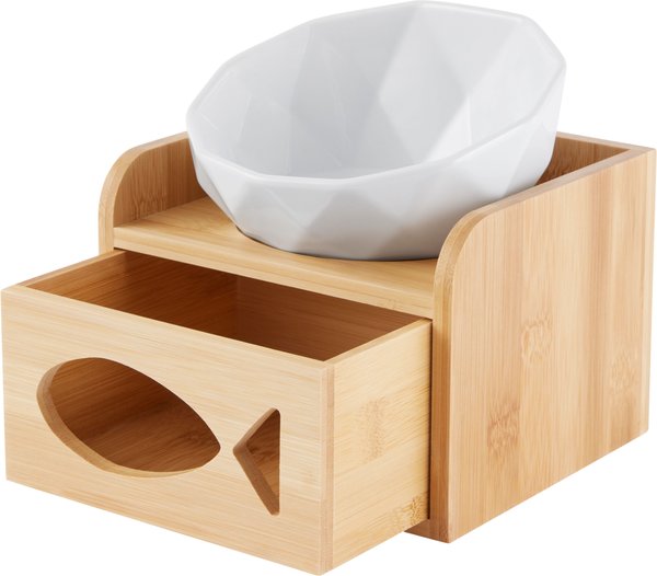 Show full view: Frisco Elevated Non-Skid Ceramic Bowl & Bamboo Storage, White, Small: 1 cup slide 4 of 9