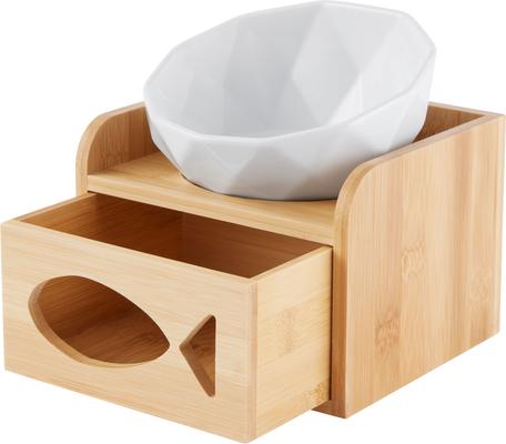 Show full view: Frisco Elevated Non-Skid Ceramic Bowl & Bamboo Storage, White, Small: 1 cup slide 5 of 10