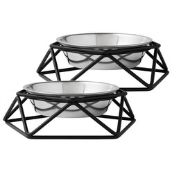 Frisco Elevated Stainless Steel Dog & Cat Bowl with Metal Stand, Extra Small, 2 count