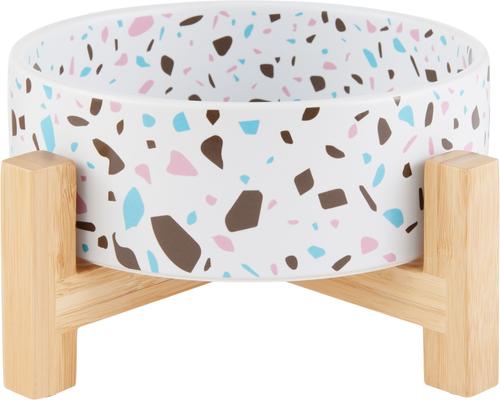 Show full view: Frisco Elevated Terrazzo Non-skid Ceramic Bowl with Bamboo Stand, White, Medium: 5 cup, 1 count slide 7 of 12