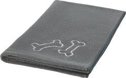 Frisco Embroidered Bones Microfiber Dog Bath Towel, Gray, Medium