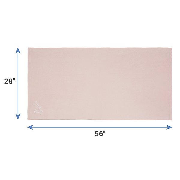 Show full view: Frisco Embroidered Bones Microfiber Dog Bath Towel, Pink, Large slide 2 of 7