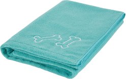 Frisco Embroidered Bones Microfiber Dog Bath Towel, Teal, Large