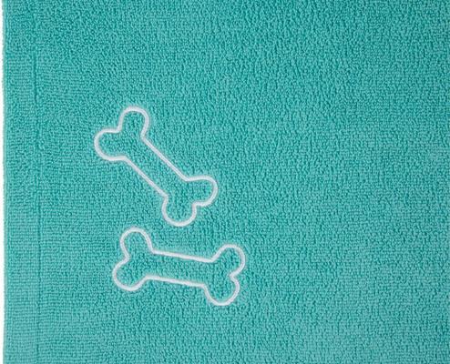 Show full view: Frisco Embroidered Bones Microfiber Dog Bath Towel, Teal, Large slide 4 of 7