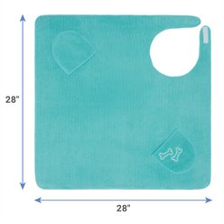 Frisco Embroidered Pawprint Microfiber Dog Bath Cape Towel, Teal, Large slide 2 of 6