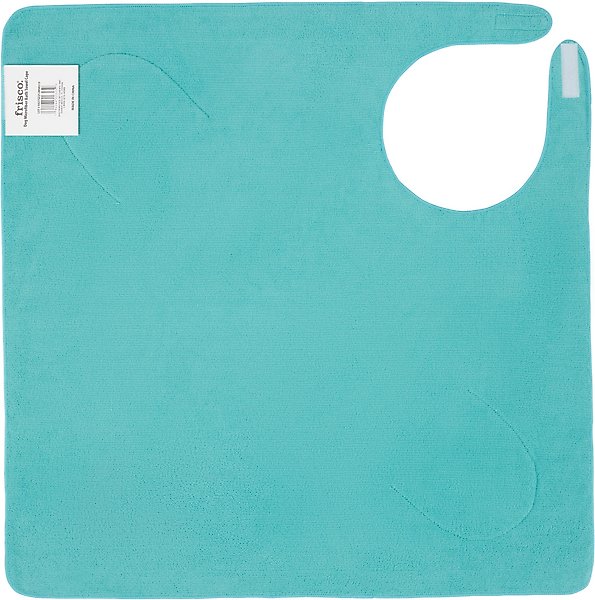 Show full view: Frisco Embroidered Pawprint Microfiber Dog Bath Cape Towel, Teal, Large slide 3 of 8