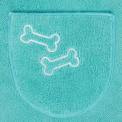 Show full view: Frisco Embroidered Pawprint Microfiber Dog Bath Cape Towel, Teal, Large slide 5 of 8