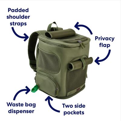 Show full view: Frisco Expandable Dog & Cat Backpack Carrier, Green slide 4 of 8