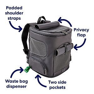 Frisco Expandable Dog & Cat Backpack Carrier, Grey