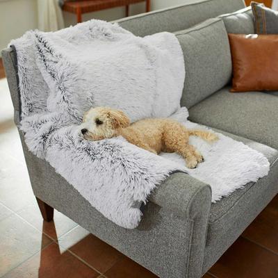 Show full view: Frisco Eyelash Bolster Bed, Silver, Small + Cat & Dog Blanket, Silver slide 9 of 10