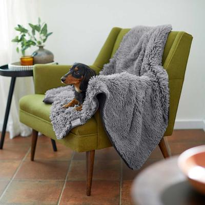 Show full view: Frisco Eyelash Cat & Dog Bolster Bed + Blanket, Smoky Gray, Large slide 9 of 10