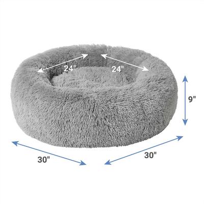 Show full view: Frisco Eyelash Cat & Dog Bolster Bed + Blanket, Smoky Gray, Medium slide 3 of 10