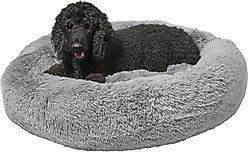 Frisco Eyelash Cat & Dog Bolster Bed + Blanket, Smoky Gray, X-Large slide 2 of 9