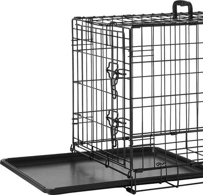 Show full view: Frisco Eyelash Orthopedic Crate Mat, Smoky Gray, 24-in + Fold & Carry Single Door Collapsible Wire Dog Crate, 24 inch slide 6 of 10