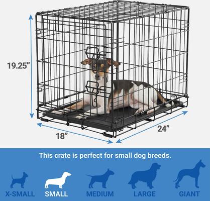 Show full view: Frisco Eyelash Orthopedic Crate Mat, Smoky Gray, 24-in + Fold & Carry Single Door Collapsible Wire Dog Crate, 24 inch slide 7 of 10