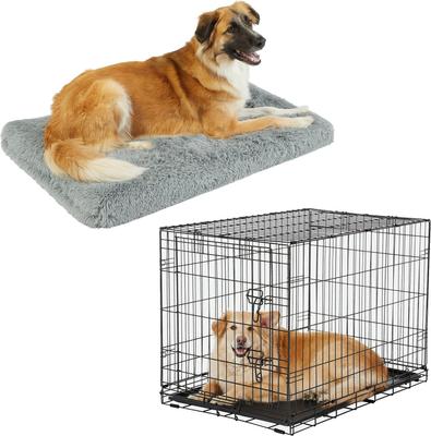 Show full view: Frisco Eyelash Orthopedic Crate Mat, Smoky Gray, 36-in + Fold & Carry Single Door Collapsible Wire Dog Crate, 36 inch slide 1 of 10