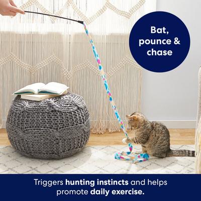 Show full view: Frisco Fabric, Neon Bubbles + Bird with Feathers Teaser Wand Cat Toy with Catnip slide 4 of 10