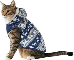 Frisco Fair Isle Fleece Lined Dog & Cat Hoodie, Navy, Small