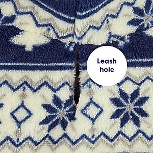 Frisco Fair Isle Fleece Lined Dog & Cat Hoodie, Navy, Small