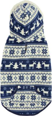 Show full view: Frisco Fair Isle Fleece Lined Dog & Cat Hoodie, Navy, X-Large slide 5 of 10