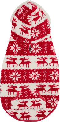 Show full view: Frisco Fair Isle Fleece Lined Dog & Cat Hoodie, Red, XX-Large slide 3 of 9