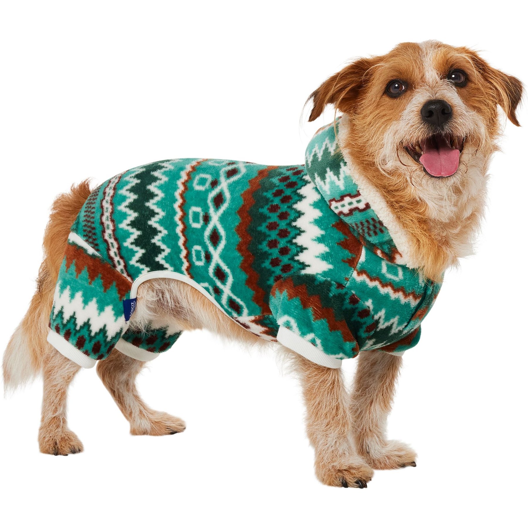 Frisco Fairisle Cozy Plush Fleece Dog & Cat Pajamas, Green, Large