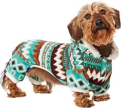 Frisco Fairisle Cozy Plush Fleece Dog & Cat PJs, Green, Medium