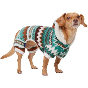 Frisco Fairisle Cozy Plush Fleece Dog & Cat PJs, Green, Small