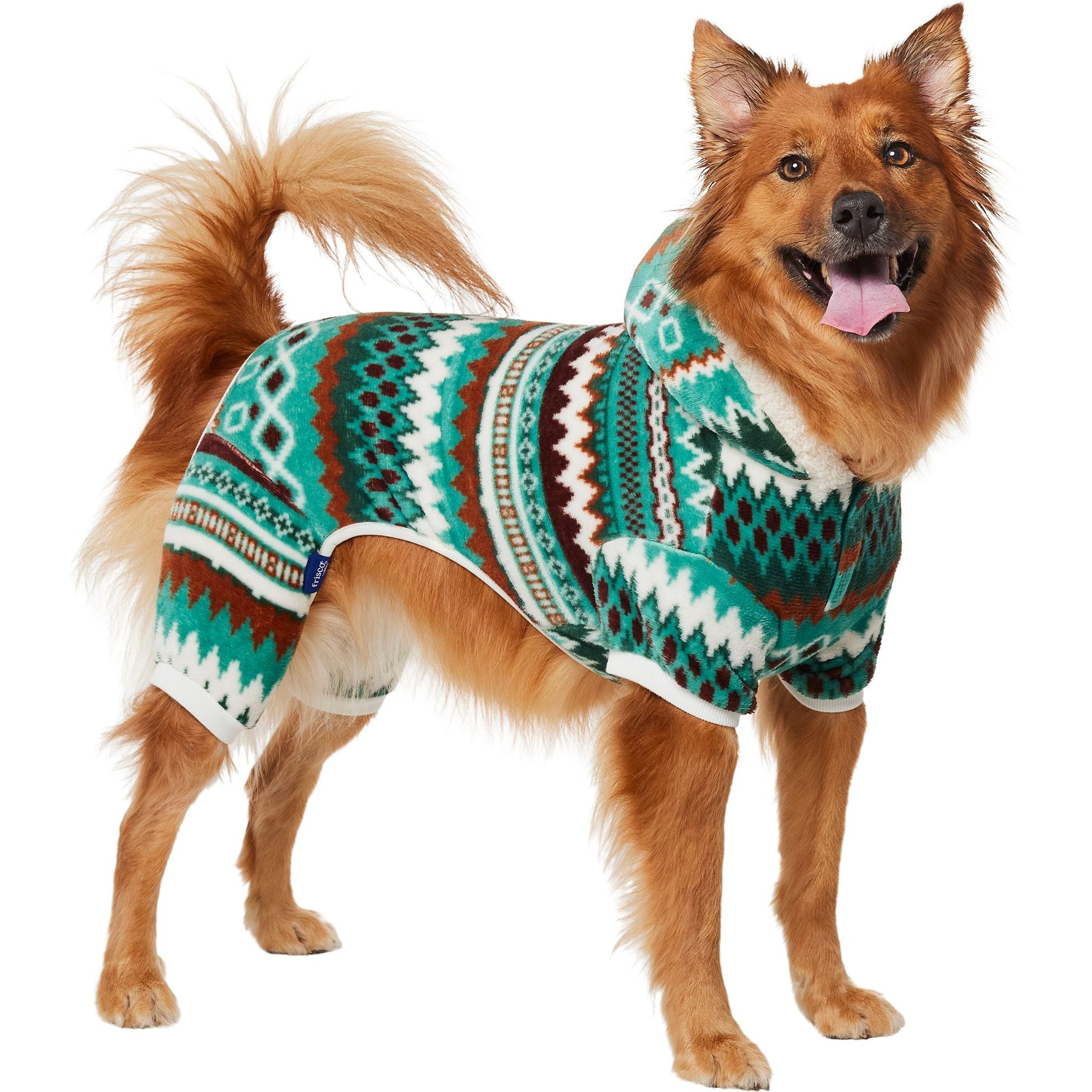 Frisco Fairisle Cozy Plush Fleece Dog & Cat Pajamas, Green, X-Large