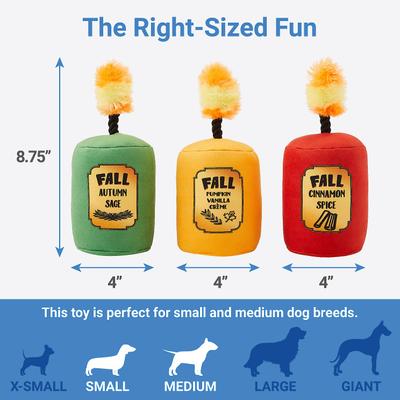 Show full view: Frisco Fall Candles Plush Squeaky Dog Toy, 3 count slide 2 of 5