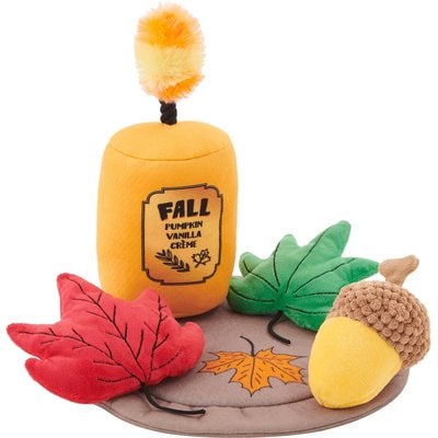 Frisco Frisco Fall Festive Candle Charger Plush Squeaky Dog Toy, 4 count