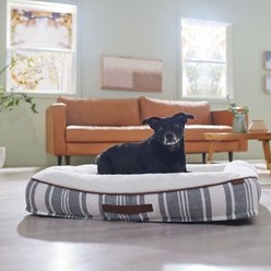 Frisco Farmhouse Rectangular Bolster Pillow Dog Bed with Removable Cover, Large