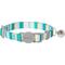 Show in main carousel: Frisco Fashion Floral Polyester Breakaway Cat Collar with Bell, Barcode Stripe Baltic Teal, 8 to 12-in neck, 3/8-in wide slide 1 of 8