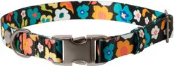 Frisco Fashion Floral Print Polyester Dog Collar with Gunmetal Buckle, Retro Floral, Medium