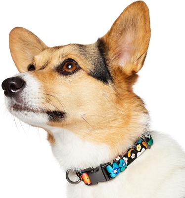 Show full view: Frisco Fashion Floral Print Polyester Dog Collar with Gunmetal Buckle, Retro Floral, Small slide 3 of 9