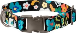 Frisco Fashion Floral Print Polyester Dog Collar with Gunmetal Buckle, Retro Floral, X-Small
