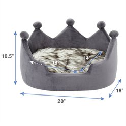 Frisco Faux Fur Crown Cat & Dog Bed, Gray slide 2 of 5