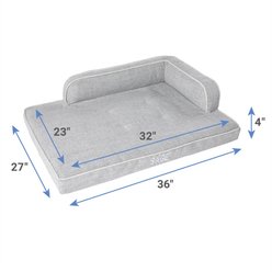 Frisco Faux Linen Corner Personalized Bolster Dog Bed w/Removable Cover, Harbour Blue, L slide 2 of 7