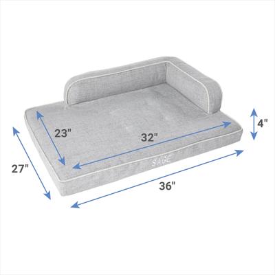 Show full view: Frisco Faux Linen Corner Personalized Bolster Dog Bed w/Removable Cover, Harbour Blue, L slide 2 of 7