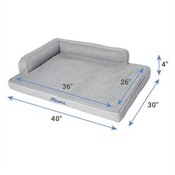 Frisco Faux Linen Corner Personalized Bolster Dog Bed w/Removable Cover, Harbour Blue, XL slide 2 of 7