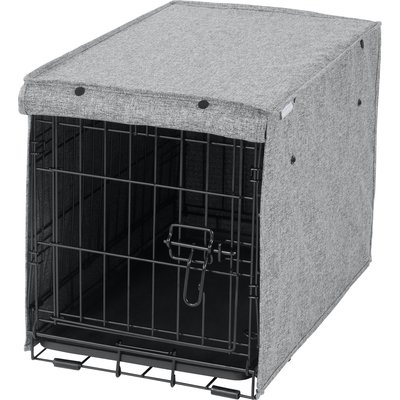 Frisco Frisco Faux Linen Dog Crate Cover, Gray, 22in