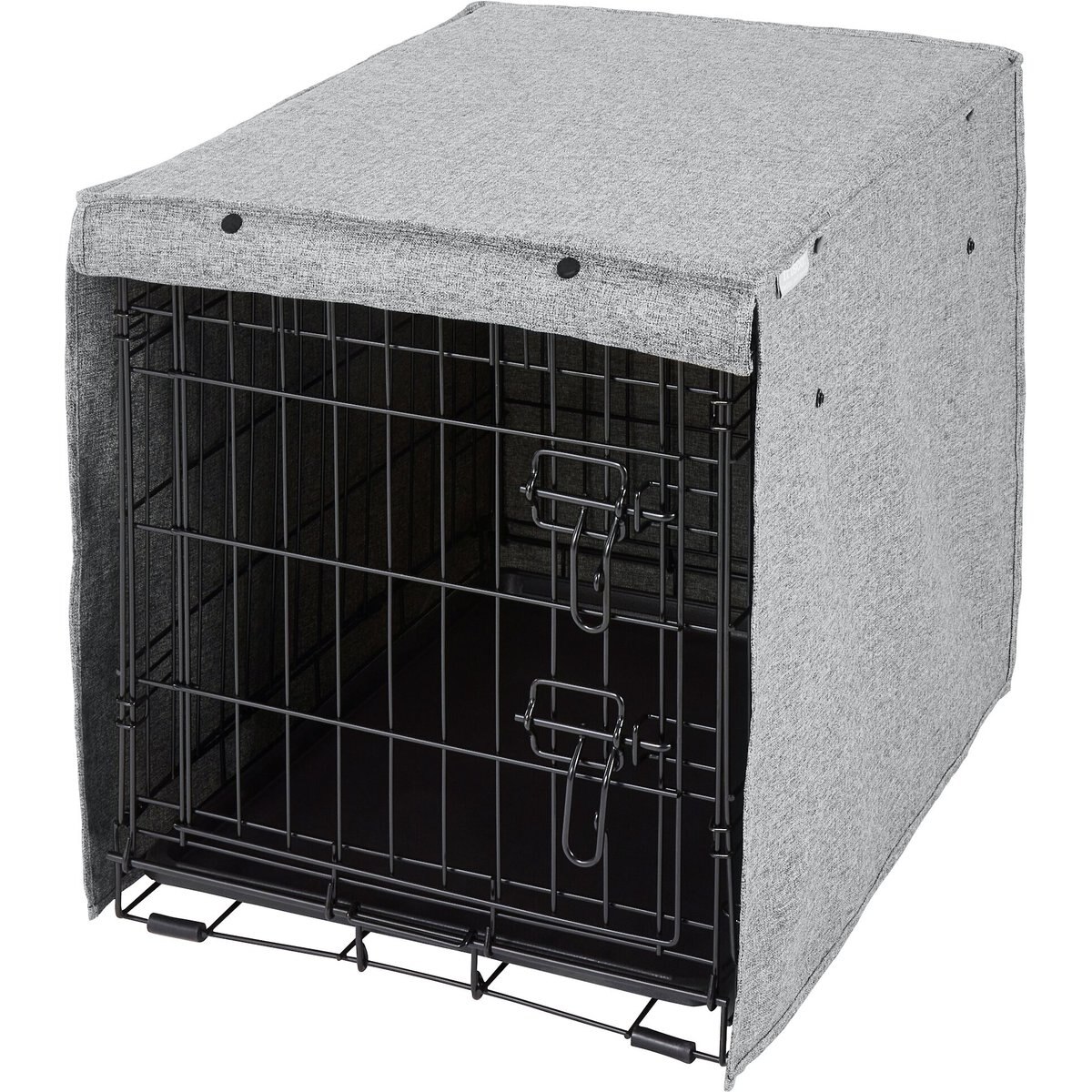 Frisco Faux Linen Dog Crate Cover, Gray, 24 in