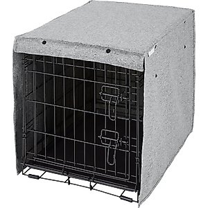 Frisco Faux Linen Dog Crate Cover, Gray, 24 in